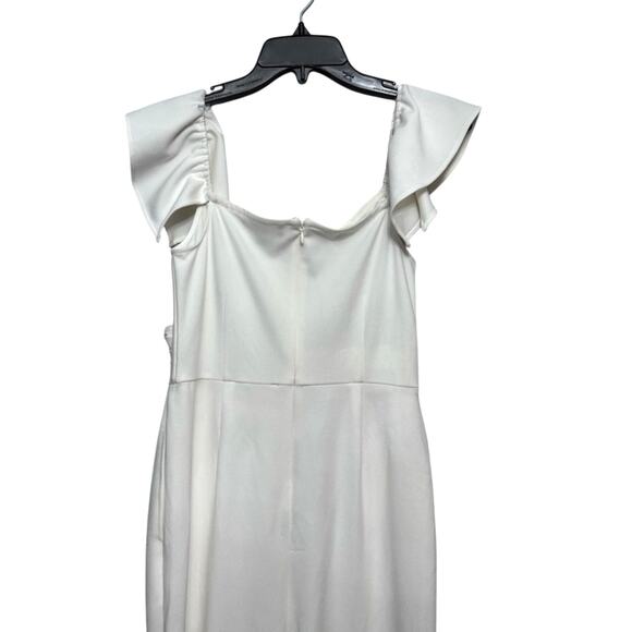 Chelsea 28 Off Shoulder Jumpsuit Surplus Neck Flutter Sleeve White W US S NWOT - Picture 6 of 9